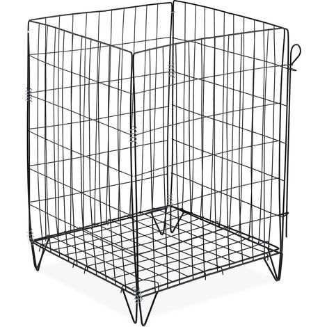 Relaxdays Metal Compost Bin, Bottom Grid and Legs, HxWxD: 68 x 46 x 46 cm, Wire Composter for Garden Waste, Steel, Black (1/5)
