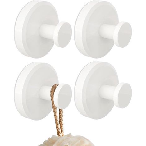 Ganci con ventosa, potenti ganci a ventosa, appendiabiti per asciugamani, riutilizzabili, con ventosa, per finestre, vetri, bagno e cucina, colore bianco, confezione da 4 pezzi (1/5)