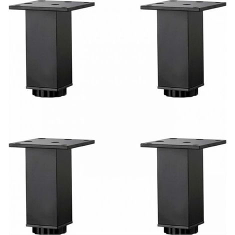 4 Pièces (10cm/3.9in)Pieds de Meubles en Alliage D'aluminium Réglables en Hauteur,Pieds de Table Basse de Canapé,Pieds D'armoire de Salle de Bain de Lavabo,Noir Mat,avec Vis (1/5)