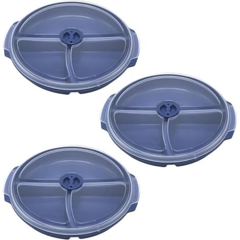 3 Pièces Assiette Micro Onde avec Couvercle 3 Compartiments (1/5)