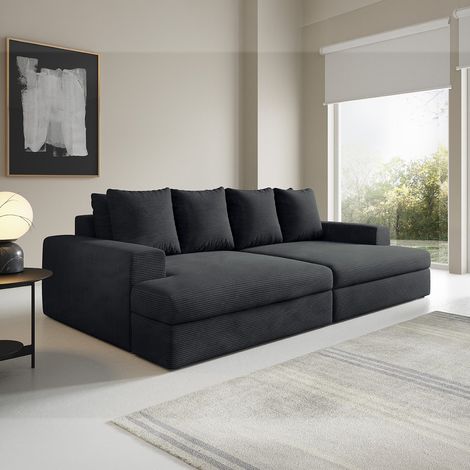 Gerade 3-Sitzer-Sofa mit tiefer Sitzfläche Paola Schwarz