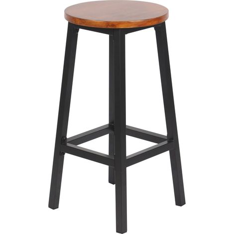 Lot de 2 tabourets de bar sans dossier en bois noir 32 x 32 x 65 cm (1/5)