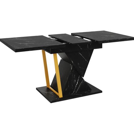 Tavolo da pranzo allungabile nero 140 x 80 x 76 cm in MDF e metallo (1/5)
