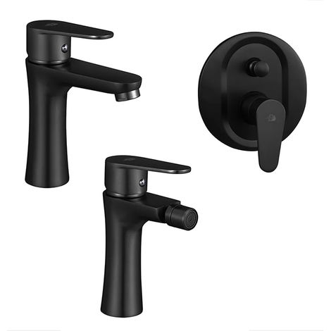 Set miscelatori nero opaco lavabo bidet incasso doccia con deviatore Lizzy (1/5)