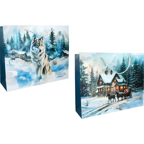 Sacchetto regalo di carta PER un regalo Natale inverno ovunque grande