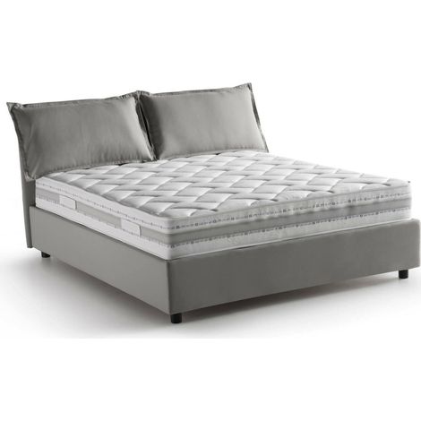 Talamo Italia Doppelbett Denise, Containerbett mit Stoffbespannung, 100% Made in Italy, Frontöffnung, inklusive Matratze 160x190 cm, Grau