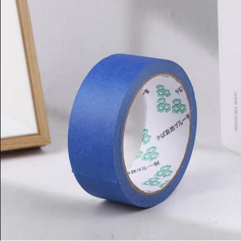 Un rouleau d'autocollants (bleus) Ruban de masquage haute adhérence 35 mm x 20 m, inscriptible pour l'étanchéité de la peinture automobile, papier crépon décoratif, ruban adhésif facile à déchirer. (1/5)