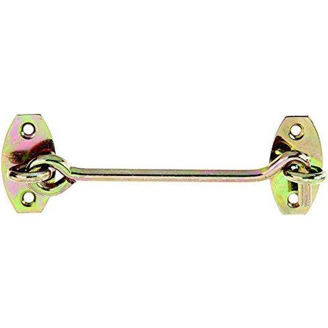 Alberts 903855 Crochet contrevent, avec platines d'angle ou oeillets sur les platines, electro-galvanise, passive a couche epaisse, longueur 120 mm, crochet 5,8 mm