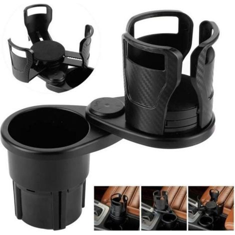 Porte-Gobelet Voiture - Rotation 360° - Universel Pour Bouteille Et Gobelet - 2 En 1 - Noir - 1 Pièce (1/4)