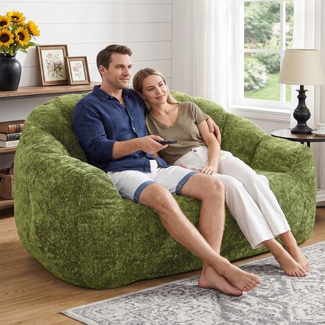 Fauteuil bean bag forme patte d'ours ciel étoilé, pouf confortable spacieux avec accoudoirs et remplissage, pour petit salon cosy, chambre cocooning et coin lecture (1/5)