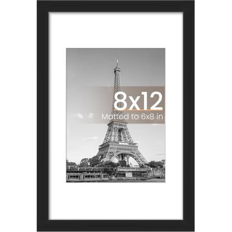 Cadre photo noir 8x12 pouces Format photo 8,5x11 pouces Sans passe-partout 1 pièce Fixation murale ou sur table (1/5)