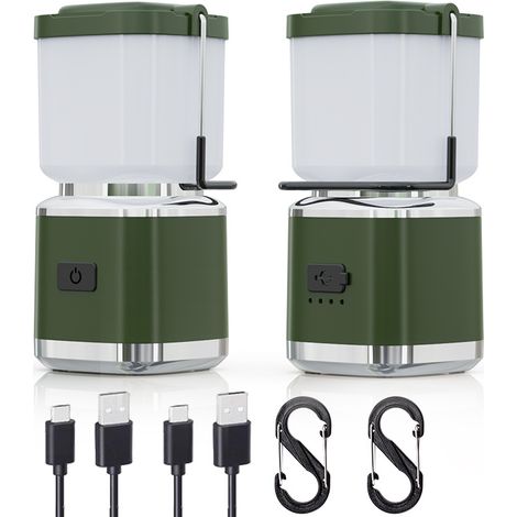 Lot de 2 lanternes de camping LED rechargeables, 2 000 lm avec lumière rouge, 20 heures d'autonomie et intensité variable en continu, lumières d'urgence pour pannes de courant, étanches, essentiels du (1/5)