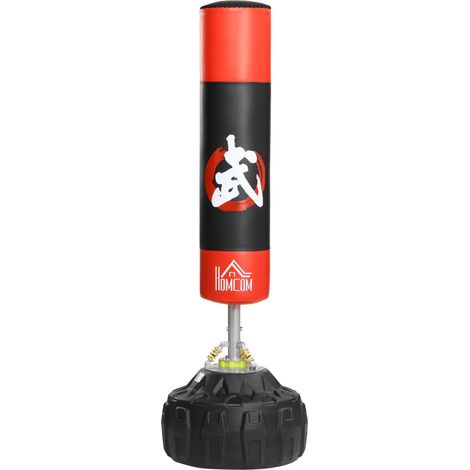 easycomfort sacco boxe da terra con supporto per allenamento professionale a casa o in palestra, nero e rosso, φ60 x 180 cm