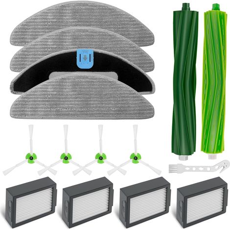 Ersatzteile für iRobot Roomba Combo I5, I5+, J5, J5+, I8, I8+ Staubsauger: 2 Hauptbürsten, 4 Seitenbürsten, 4 HEPA-Filter, 4 Wischtücher, 1 Reinigungsbürste (1/5)