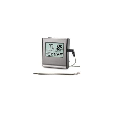 Termómetro digital para barbacoa – Pantalla LCD grande – Sonda de acero inoxidable – Cocción precisa de la carne – TP-16
