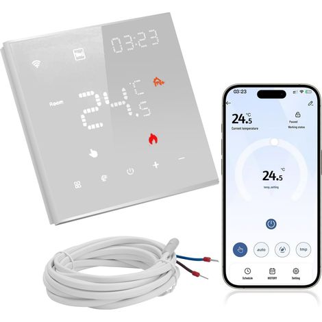 Chauffage Sol Thermostat Connecté, WiFi Thermostat, Contrôlable à Distance Via, Et Application Smart Life pour Chauffage Sol à Eau 3a Ou Chaudière à Gaz (1/5)