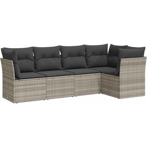 Maison Exclusive - 5-tlg. Garten-Sofagarnitur mit Kissen Hellgrau