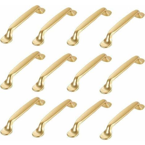 12 Pièces Poignée Meuble Doré Poignee de Meuble Cuisine Doré Poignées de Placard Tiroir Poignées de Placard Tiroir Chambre Doré Cuisine Armoire Porte Poignées Meubles de Cuisine avec Vis