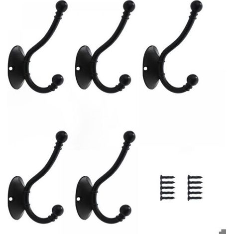 Ganchos de pared de doble garra - Paquete de 5 - Diseño de doble garra - Alta capacidad de carga - Negro mate