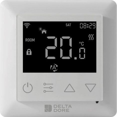 Delta Dore – Thermostat de chauffage connecté Tybox Zigbee – Programmation hebdomadaire – Détection fenêtre ouverte – 6151059