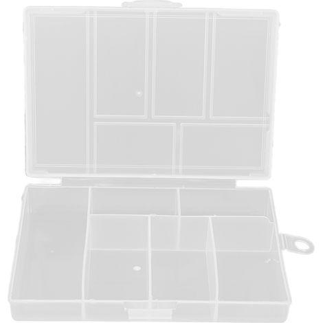 Boîte de rangement transparente à 6 compartiments avec couvercle hermétique pour bijoux et perles, idéale pour les loisirs créatifs. (1/5)