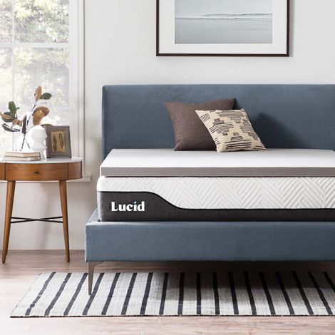 LUCID Topper 5 cm in memory foam gel rinfrescante e fibra di bambù, Piazze francese, 140 x 190 cm (1/5)