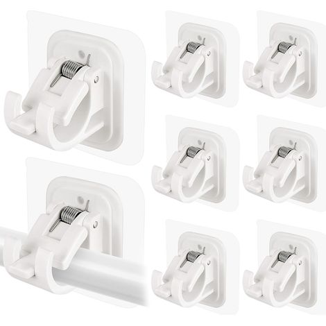 Pack of 8 self-adhesive curtain rod brackets, curtain rod hooks (white),It is your ideal choice. (1/5)