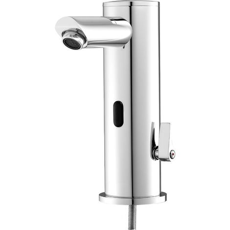 Robinet lavabo automatique sans contact, mitigeur d'évier salle de bain à détection de mouvement, robinet mélangeur eau froide/chaude réglable sans les mains, poignée unique, pile, pour tuyau 9,5 mm,  (1/5)