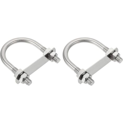 Deux étriers en U, en acier inoxydable 304, avec écrous et rondelles, adaptés aux bateaux de ski nautique et de pêche. (M1050120mm)
