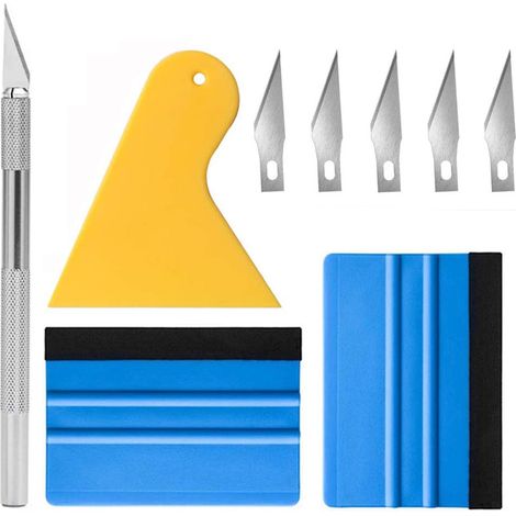 Ensemble - de 8 pièces de grattoirs en plastique, outils pour papier peint, grattoirs en feutre, outils de coupe de film auto-adhésif (1/5)