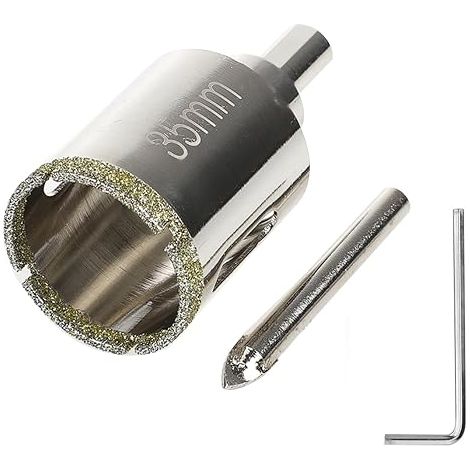 Hole Saw 35 mm Diamond Tile Drill Bit with Guide Centering Glass Opener for Cutting, Ceramic, Microcrystalline Stone, Granite