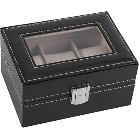 Uhrenbox aus Leder mit 3 herausnehmbaren Kissen für Uhren und Schmuck (1/5)