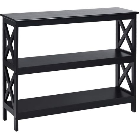 COSTWAY Table de Console à 2 Étagère 100 x 33 x 80 CM Bout de Canapé Style Industriel pour Salon, Entrée, Noir (1/5)