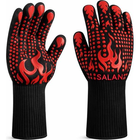 Gants de barbecue avec adhérence antidérapante en silicone – Gants de four longs pour la cuisine, fumoir, le grill et la cheminée (1/5)