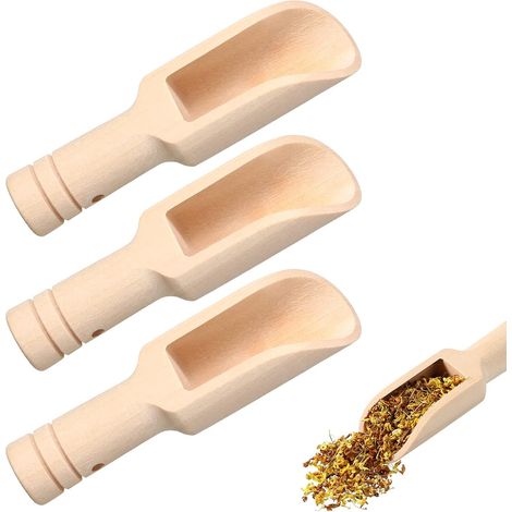 3 Pièces Petites Cuillères à Sel en Bois Cuillère de Bain Petite Pelle en Bois pour Épices Miel Sucre Sel Sucre Farine Bonbons Poudre Essentielle (1/5)