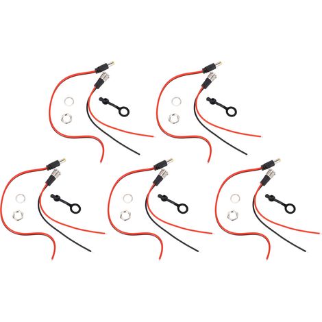 5 jeux de prises de cordon d'alimentation 5.5x2.1mm 10A, connecteur fileté femelle, adaptateur de fil avec couvercle étanche (1/5)