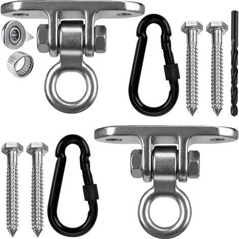 Crochets de Plafond Pivotants à 180° en Acier Inoxydable 304, Capacité de Charge 450 kg, Lot de 2, pour Chaise Suspendue, Hamac, Yoga, Sac de Boxe, Usage Intérieur et Extérieur (1/5)