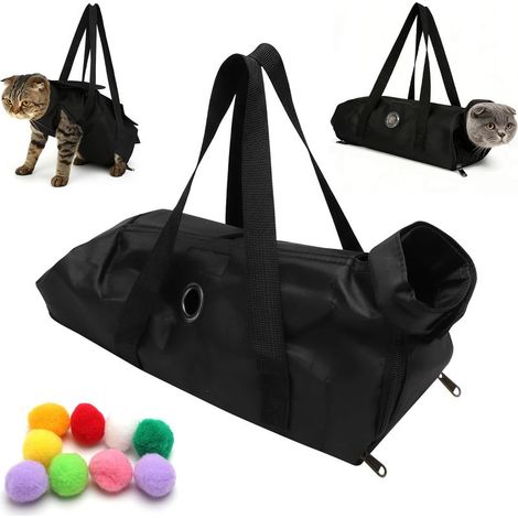 Sac de toilettage pour Chat Anti Rayures avec Trous pour Les Pieds pour Couper Les Griffes Nettoyer Les Oreilles et Couper Les onglesIdéal pour Petits Chats Usage vétérinaire ou à Domicile (1/5)