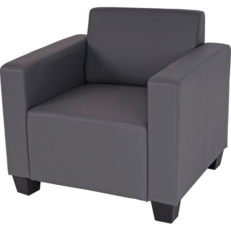 Salotto modulare componibile lounge moderno Lione N71 ecopelle poltrona grigio scuro