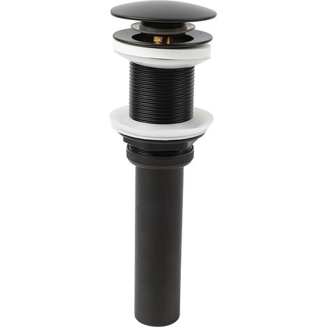 Bonde de lavabo sans trop-plein, antirouille et anti-obstruction, pour vasque, meuble-lavabo, bouchon de vidange à clapet, peinte en noir. (1/5)