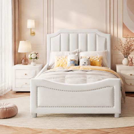 Letto bambino 90x200 cm in MDF beige salvaspazio, senza materasso FloraGrace (1/5)