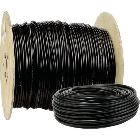 Electraline – Câble rigide U1000 R2V 3G2.5mm² 25m noir – Conducteur en cuivre pour installations fixes – Gaine PVC pour intérieur et extérieur