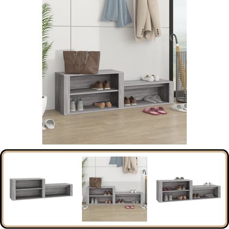 Armoire à chaussures Sonoma gris 150x35x45 cm Bois d'ingénierie - Armoire À Chaussures - Meuble Chaussure - Rangement Chaussures - Étagère Chaussures - Entrée Organisateur (1/5)