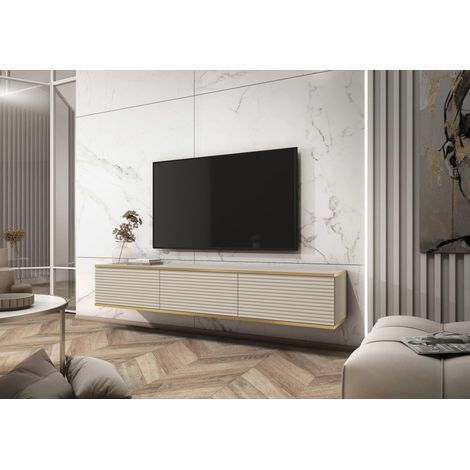AX LIVING Wohnzimmer Lowboard Orkis MDF 175 cm Modern in Weiß