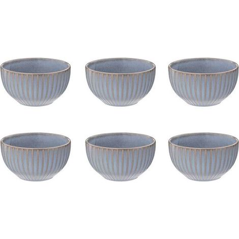 6 bols en céramique, diamètre 13,5 cm, contenance 63 cl, bleu marine, idéal pour soupes et céréales (1/2)