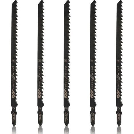 Lot de 5 lames de scie sauteuse à emmanchement en T T344D, 6 dents par pouce, 15 cm (6 pouces), lames HCS pour bois, aggloméré, contreplaqué et bois dur. Coupe rapide. (1/5)