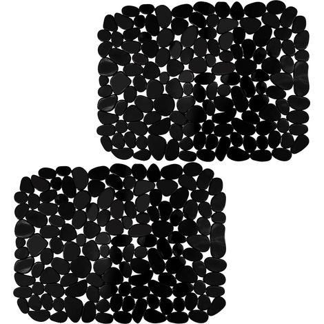 2 alfombrillas negras de PVC para fregadero, recortables, resistentes a los arañazos, para vajilla/cristalería.