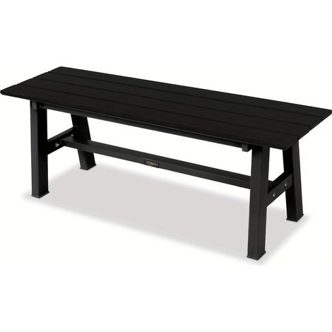 119 cm (47,24 Zoll) lange Gartenbank mit rostbeständigem, blaugrün-schwarzem, dickem Eisenrahmen, ideal für Garten, Park oder Balkon. (1/5)