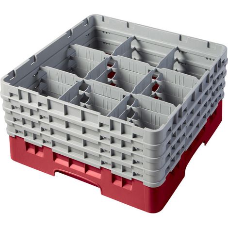 Casiers de lavage - 9 compartiments verres - Haut max 21.5 cm - 50 x 50 x 26.7 cm - Lot de 2 - Cambro
