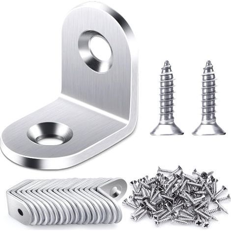 20 PCS 20x20mm Right Angle Bracket, Stainless Steel 90 Degree Corner Bracket, L-Shaped Angle Bracket, Supplied with Screws (1/5)